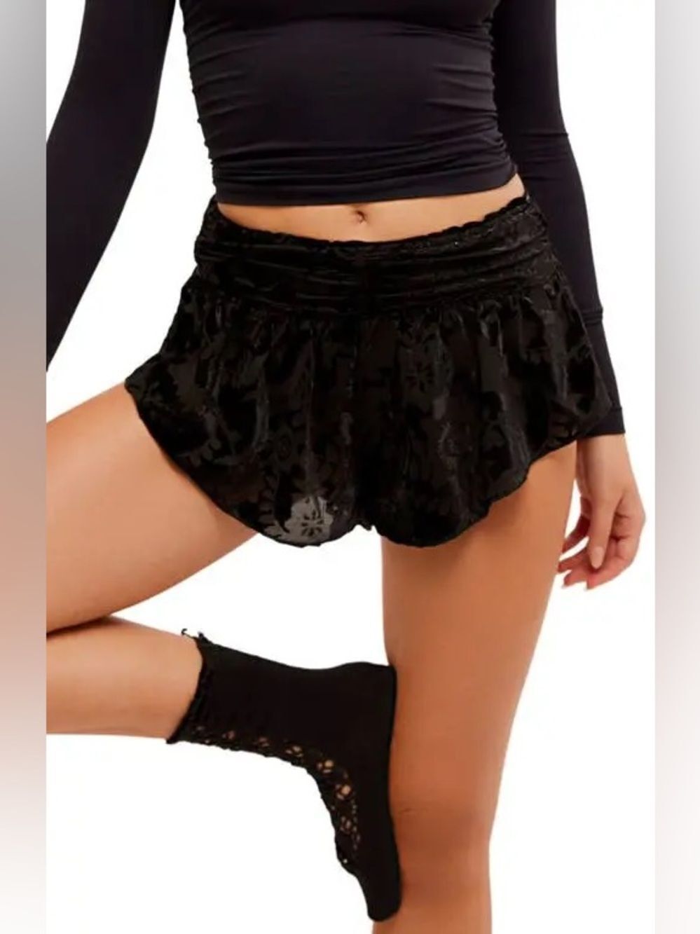 Free People Intimately by FP Snow Angel Micro Short In Black NWT L